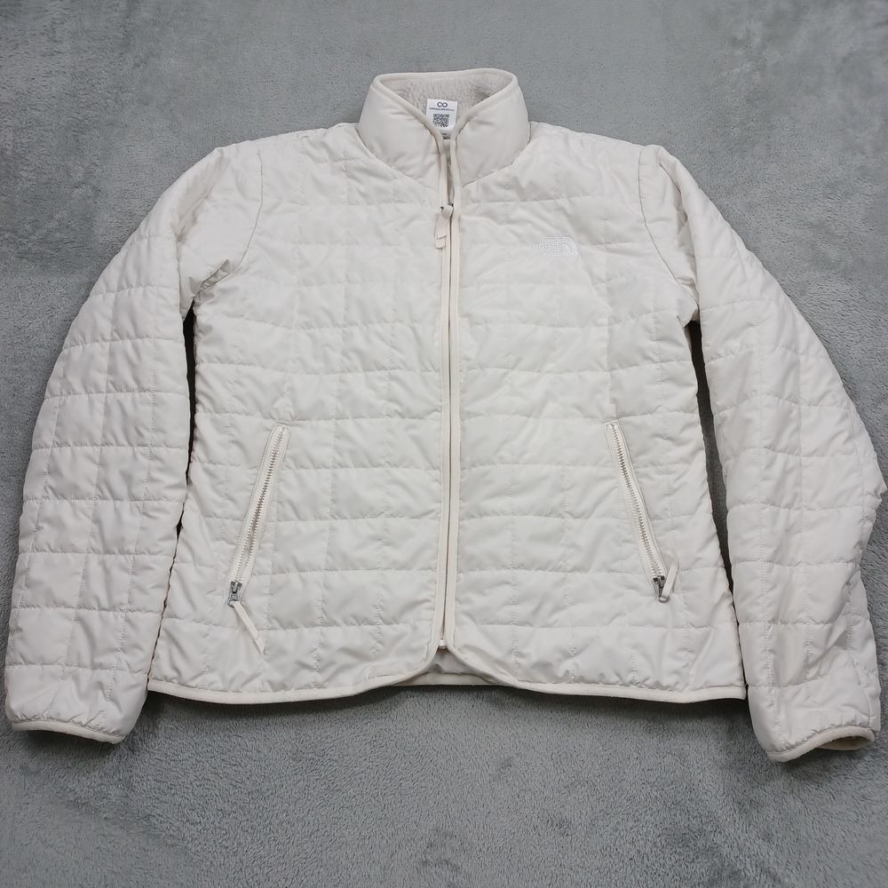 North Face Jacket Womens Medium White Full Zip Outdoor Casual Pockets